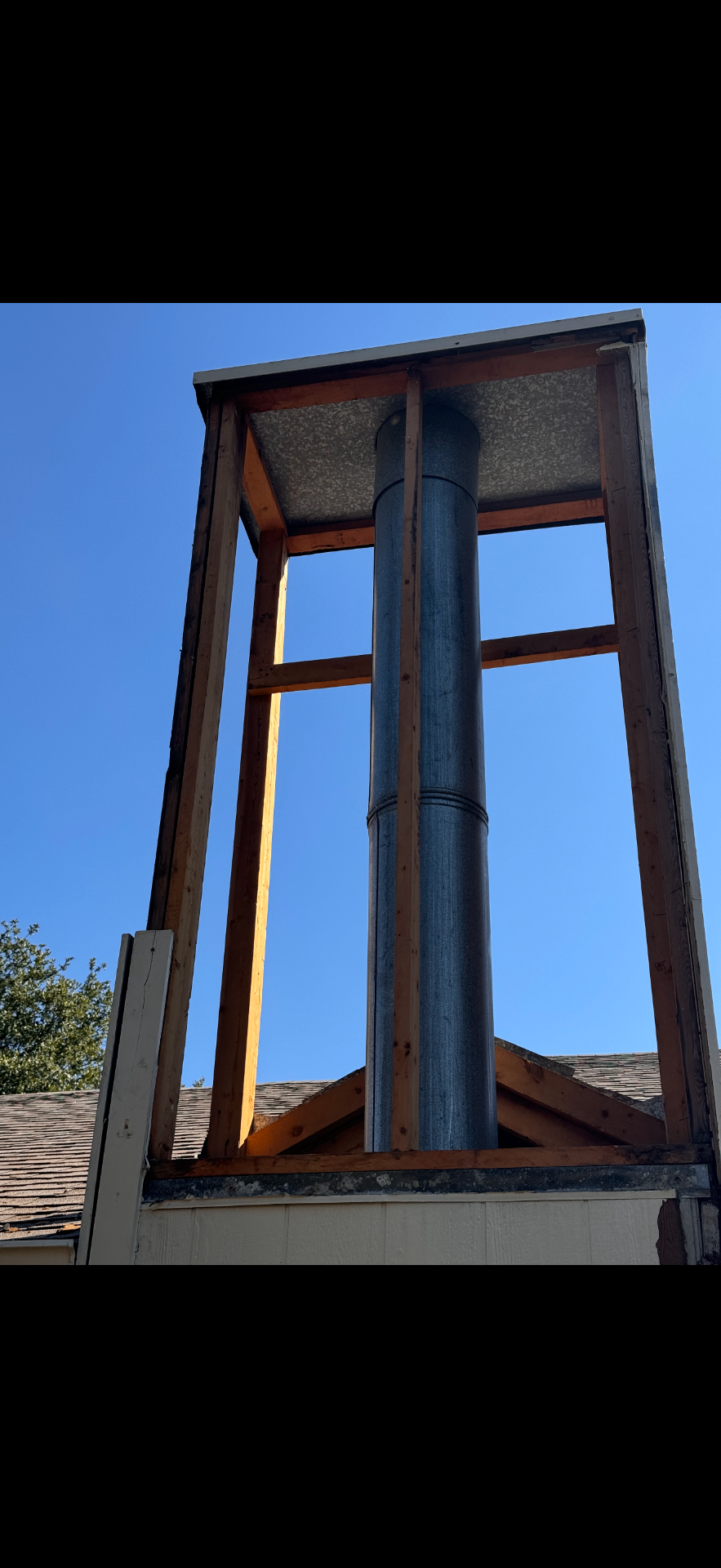 Chimney framing in progress - Before 